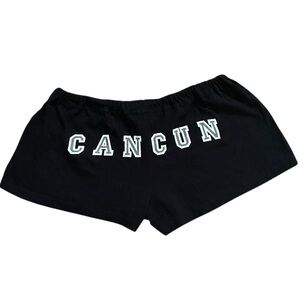 Cancun Mexico spell out micro shorts drawstring boho beach festival womens Large